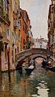 Rubens Santoro Gondola On a Venetian Canal painting